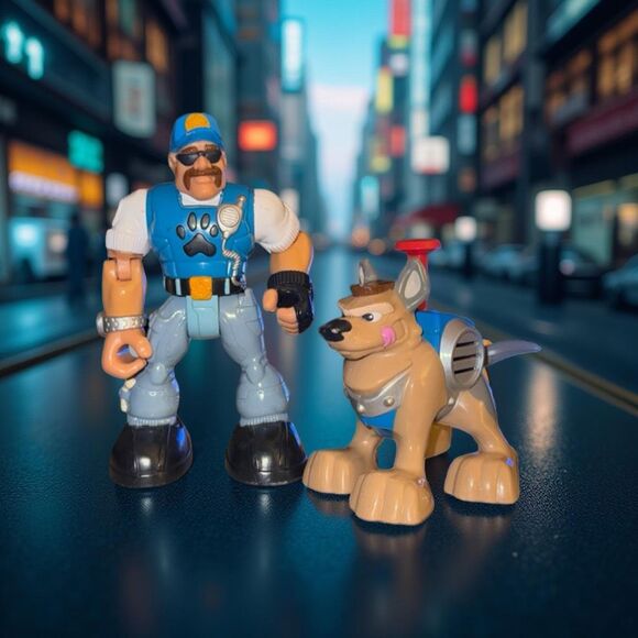 1999 Vintage Fisher Price Rescue Hero’s Wilderness Bill Barker & Buster K-9 - Picture 1 of 3